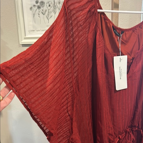 BloomChic Copper Colored Maxi Dress with 3/4 With Flutter Sleeve - Picture 6 of 11